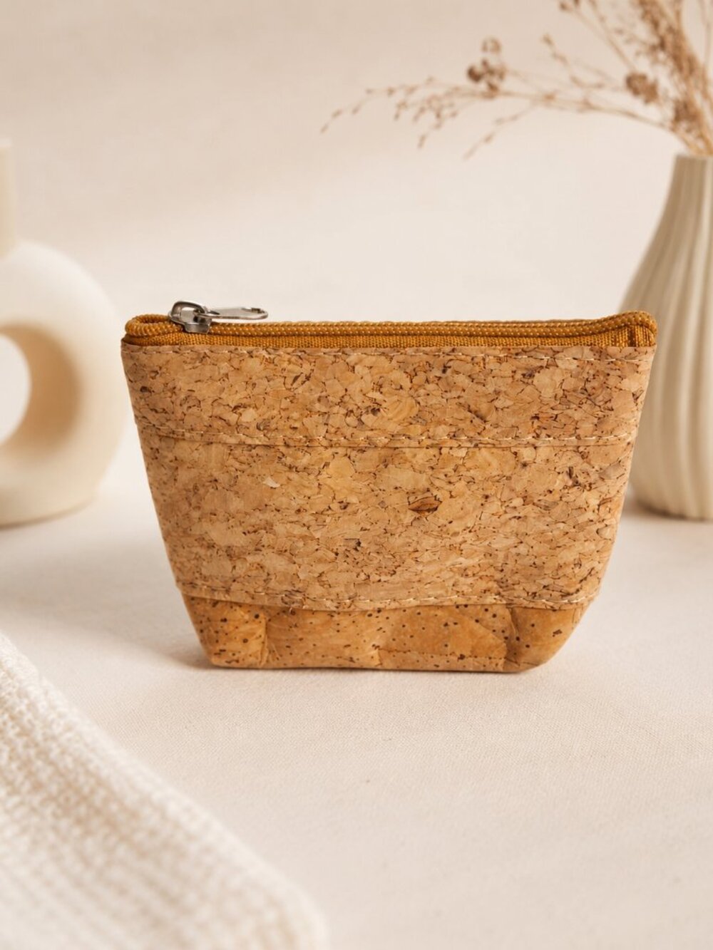 Natural Cork Coin Purse with Zipper